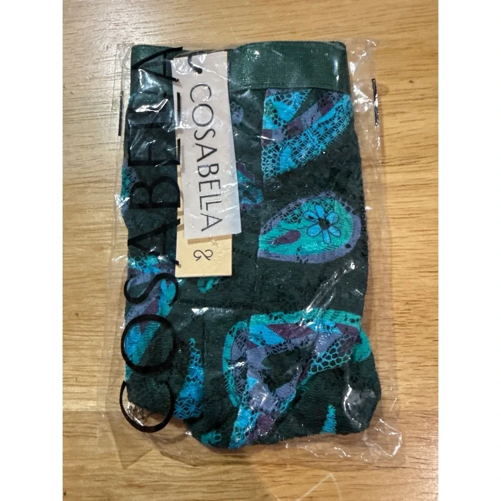 Cosabella Never Say Never Printed Italian Thong  Paisley Green Lace Men's M